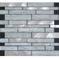 foshan strip cheap price laminate crystal glass mixed brushed stainless steel mosaic tile